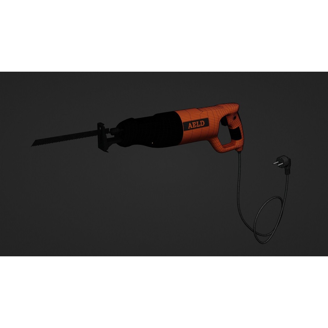 Reciprocating Saw 3D Model – Low Poly Game Asset, FBX, PBR Textures - View 18