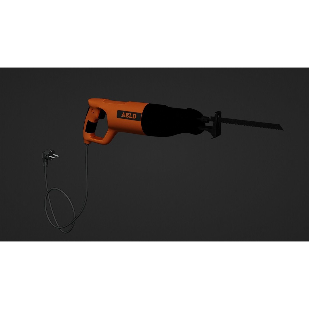 Reciprocating Saw 3D Model – Low Poly Game Asset, FBX, PBR Textures - View 9