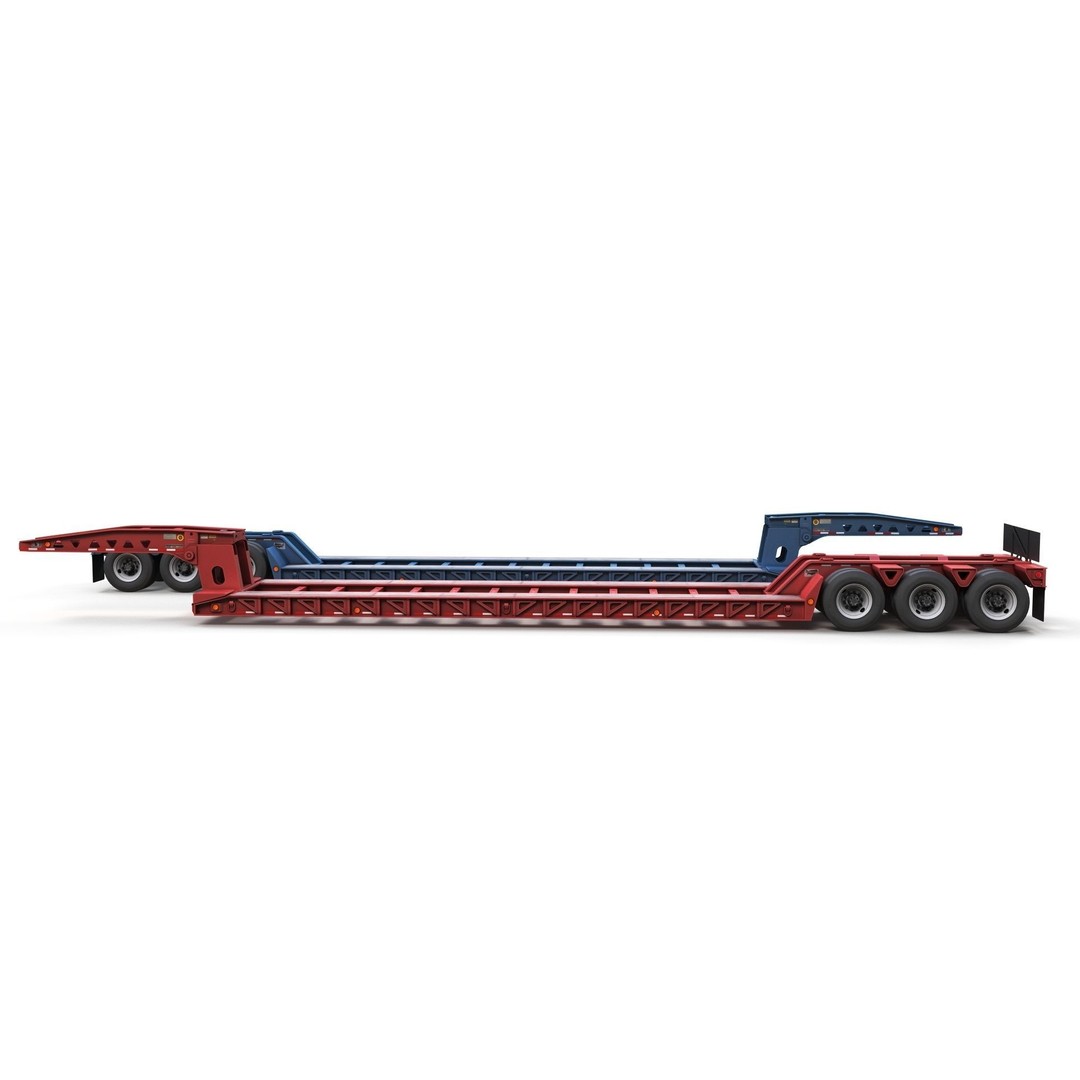 Lowboy Trailer 3D Model – Low Poly Game Ready Vehicle, PBR Textures - View 12