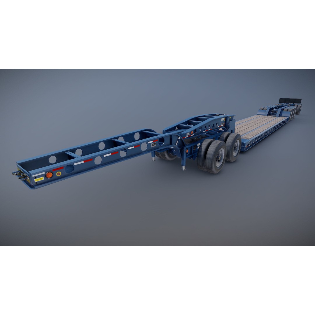 Lowboy Trailer 3D Model – Low Poly Game Ready Vehicle, PBR Textures - View 22