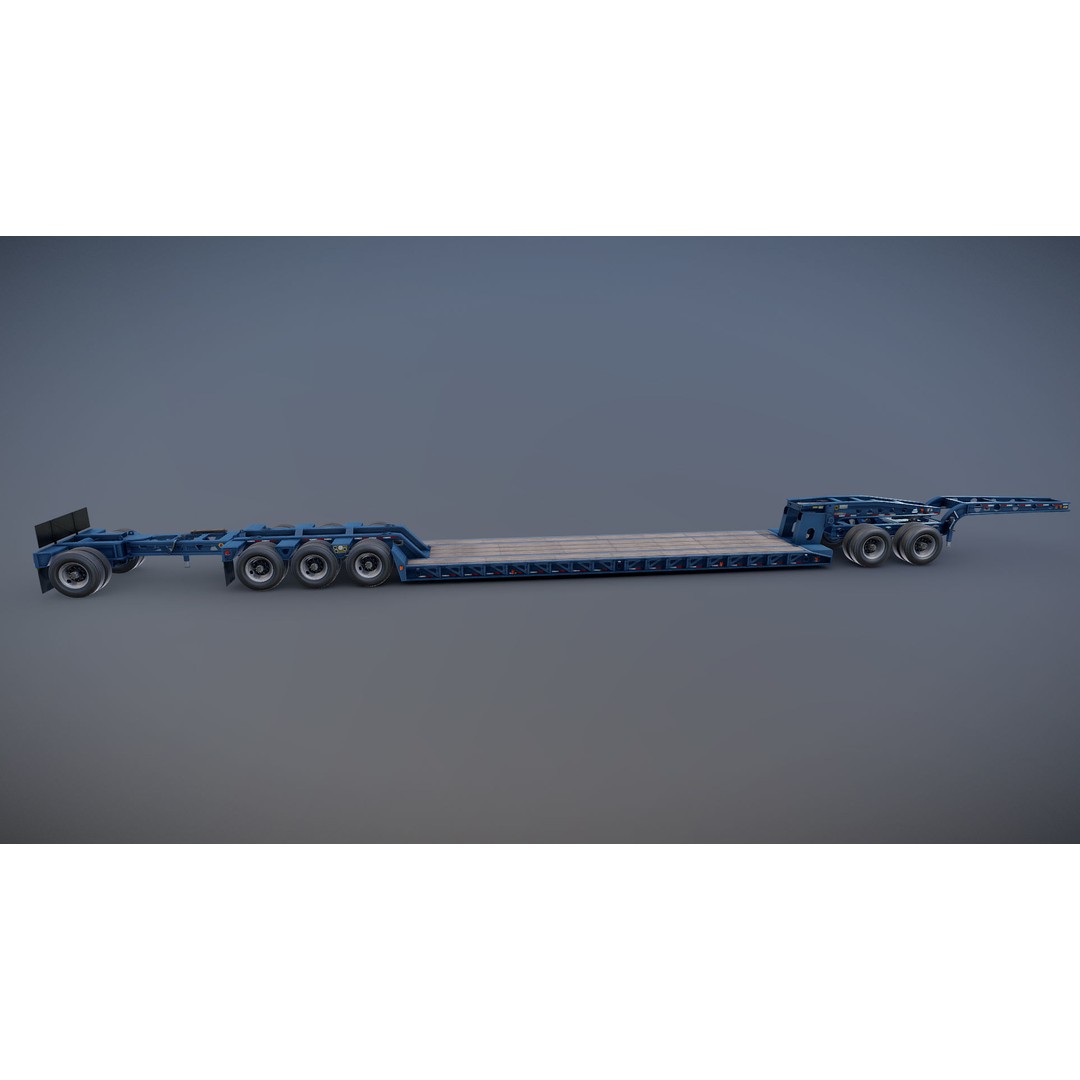 Lowboy Trailer 3D Model – Low Poly Game Ready Vehicle, PBR Textures - View 24