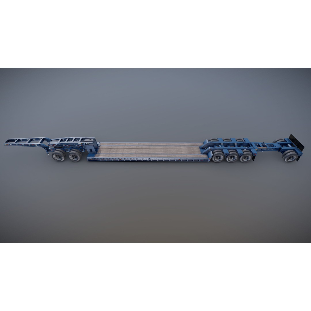 Lowboy Trailer 3D Model – Low Poly Game Ready Vehicle, PBR Textures - View 25