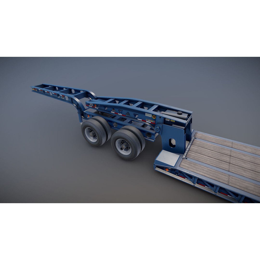 Lowboy Trailer 3D Model – Low Poly Game Ready Vehicle, PBR Textures - View 27