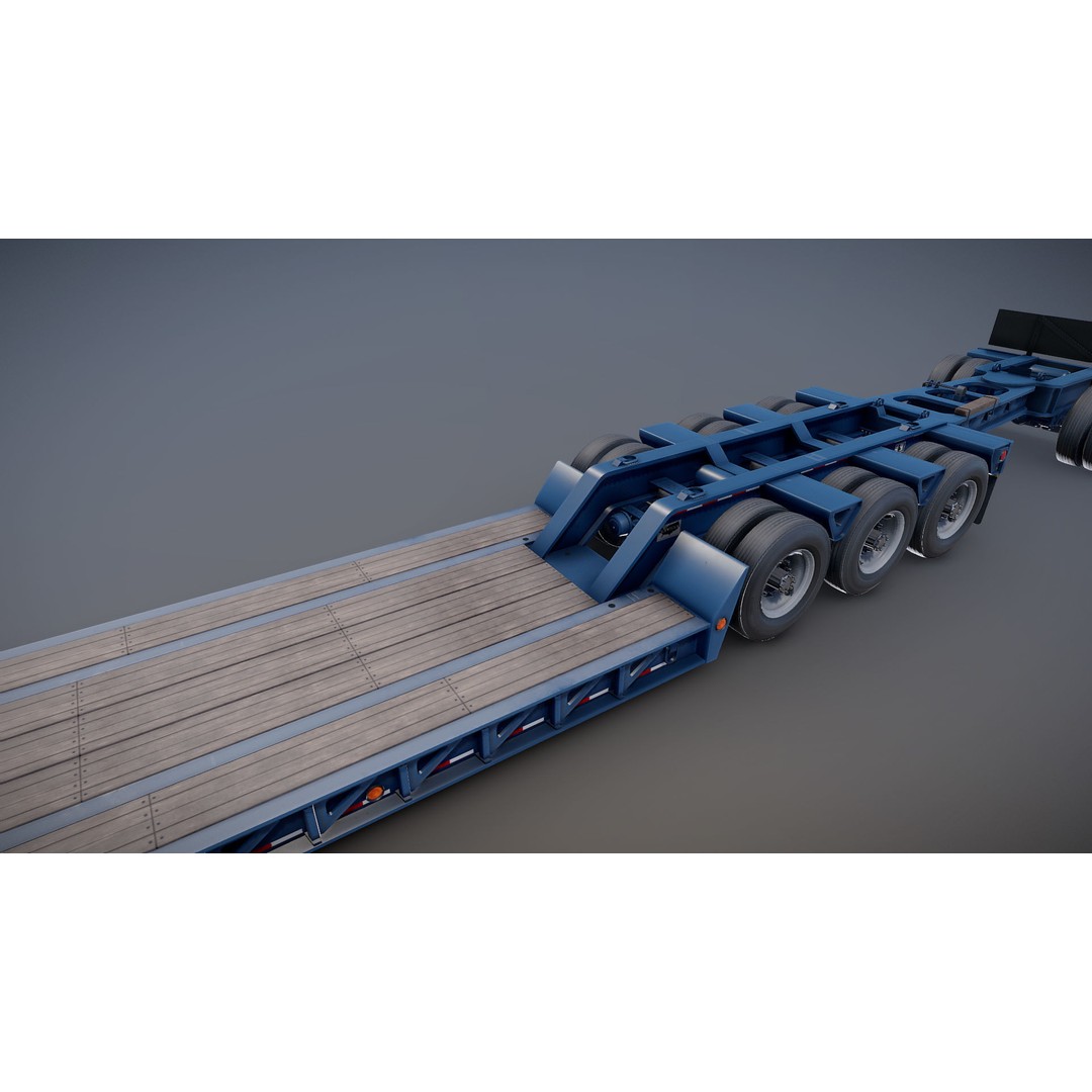 Lowboy Trailer 3D Model – Low Poly Game Ready Vehicle, PBR Textures - View 29
