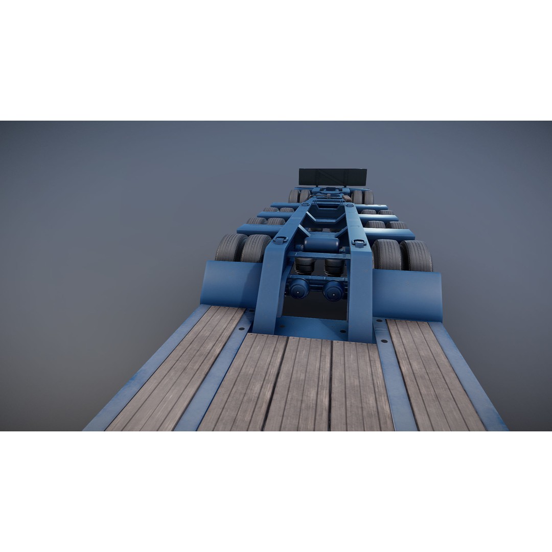 Lowboy Trailer 3D Model – Low Poly Game Ready Vehicle, PBR Textures - View 30
