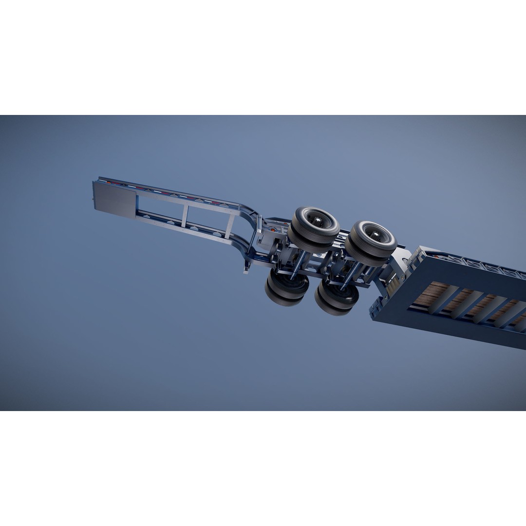 Lowboy Trailer 3D Model – Low Poly Game Ready Vehicle, PBR Textures - View 31
