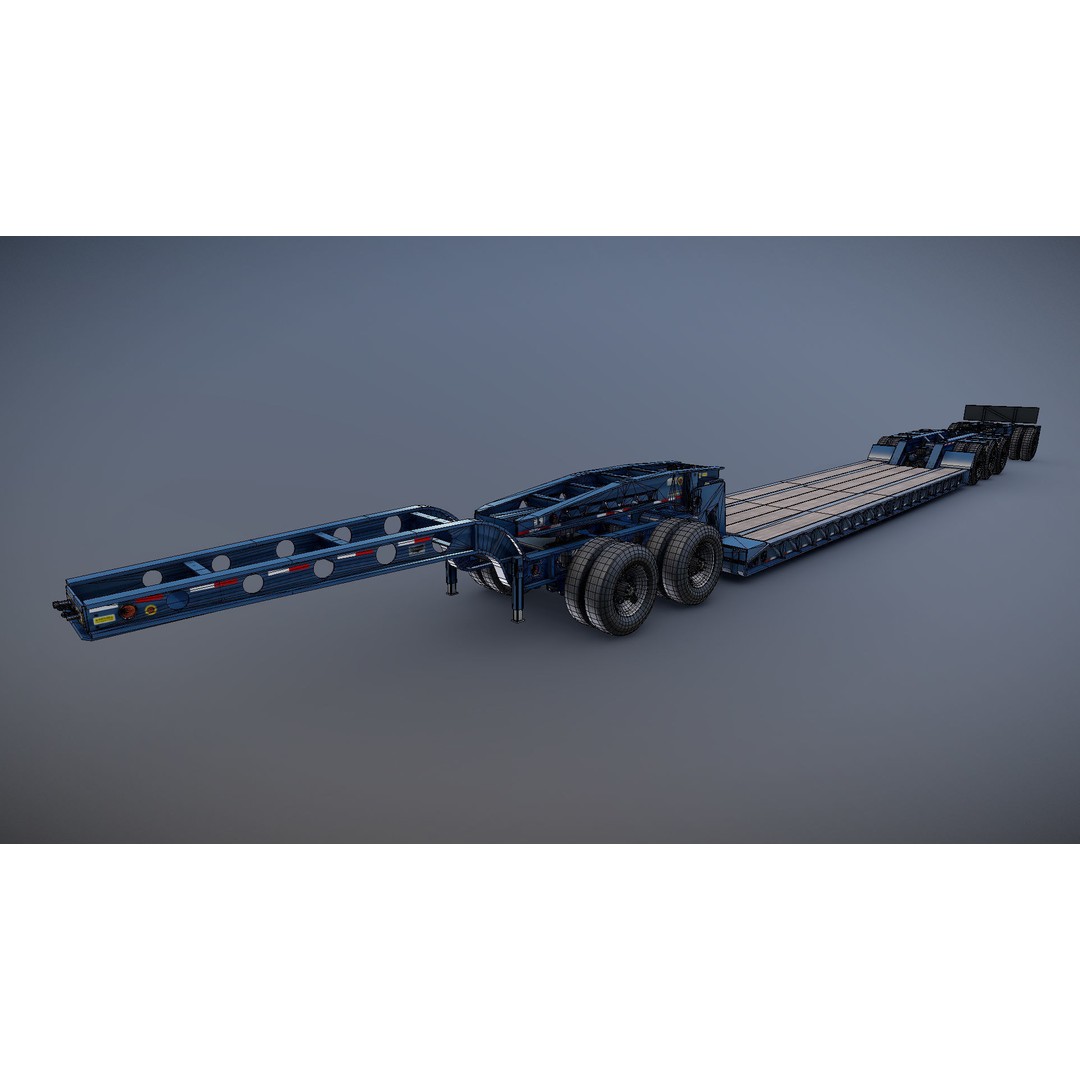 Lowboy Trailer 3D Model – Low Poly Game Ready Vehicle, PBR Textures - View 32