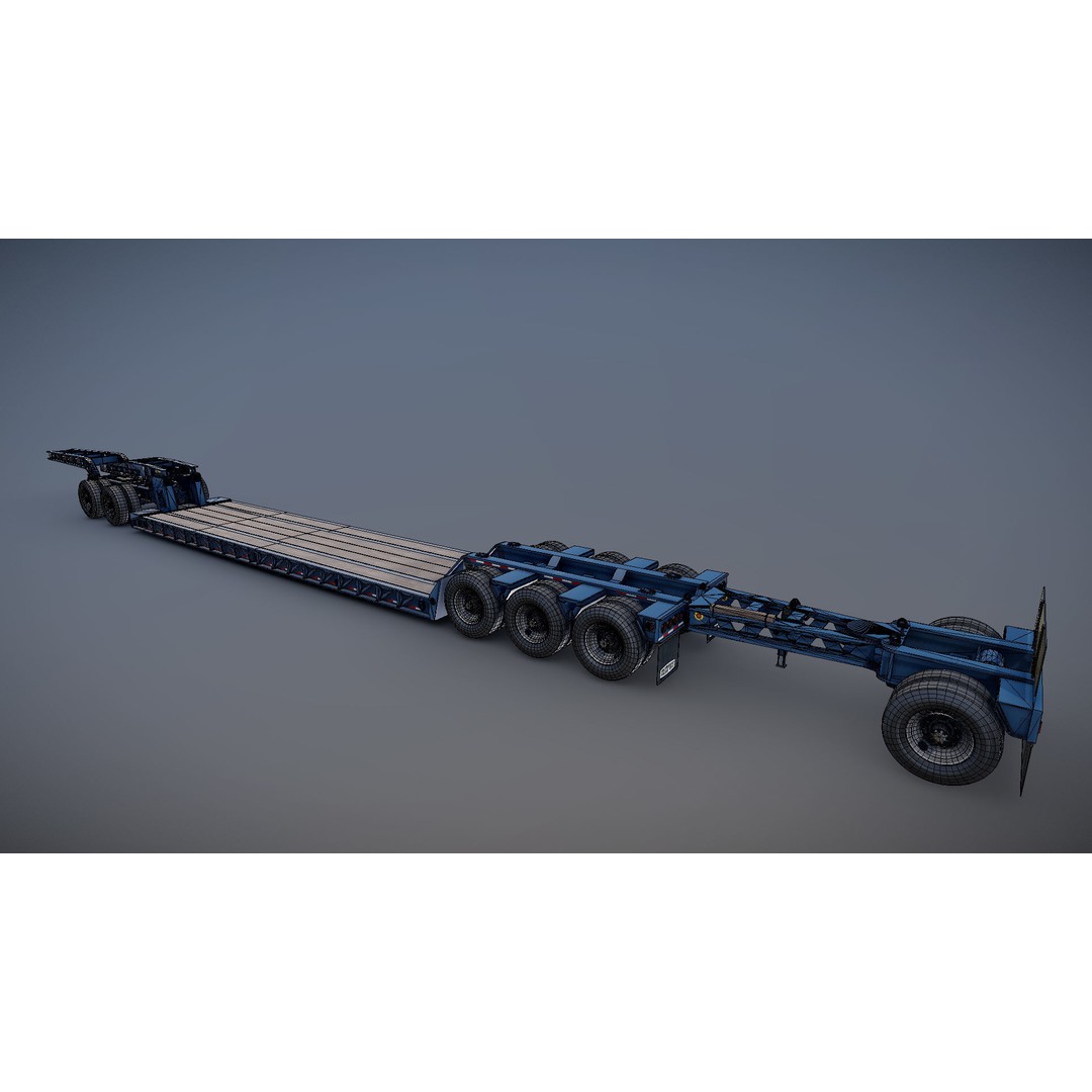 Lowboy Trailer 3D Model – Low Poly Game Ready Vehicle, PBR Textures - View 33