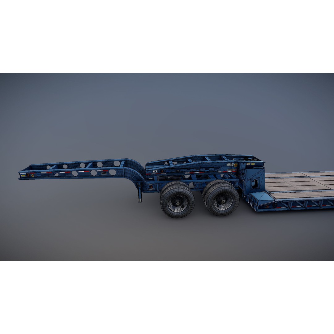 Lowboy Trailer 3D Model – Low Poly Game Ready Vehicle, PBR Textures - View 34