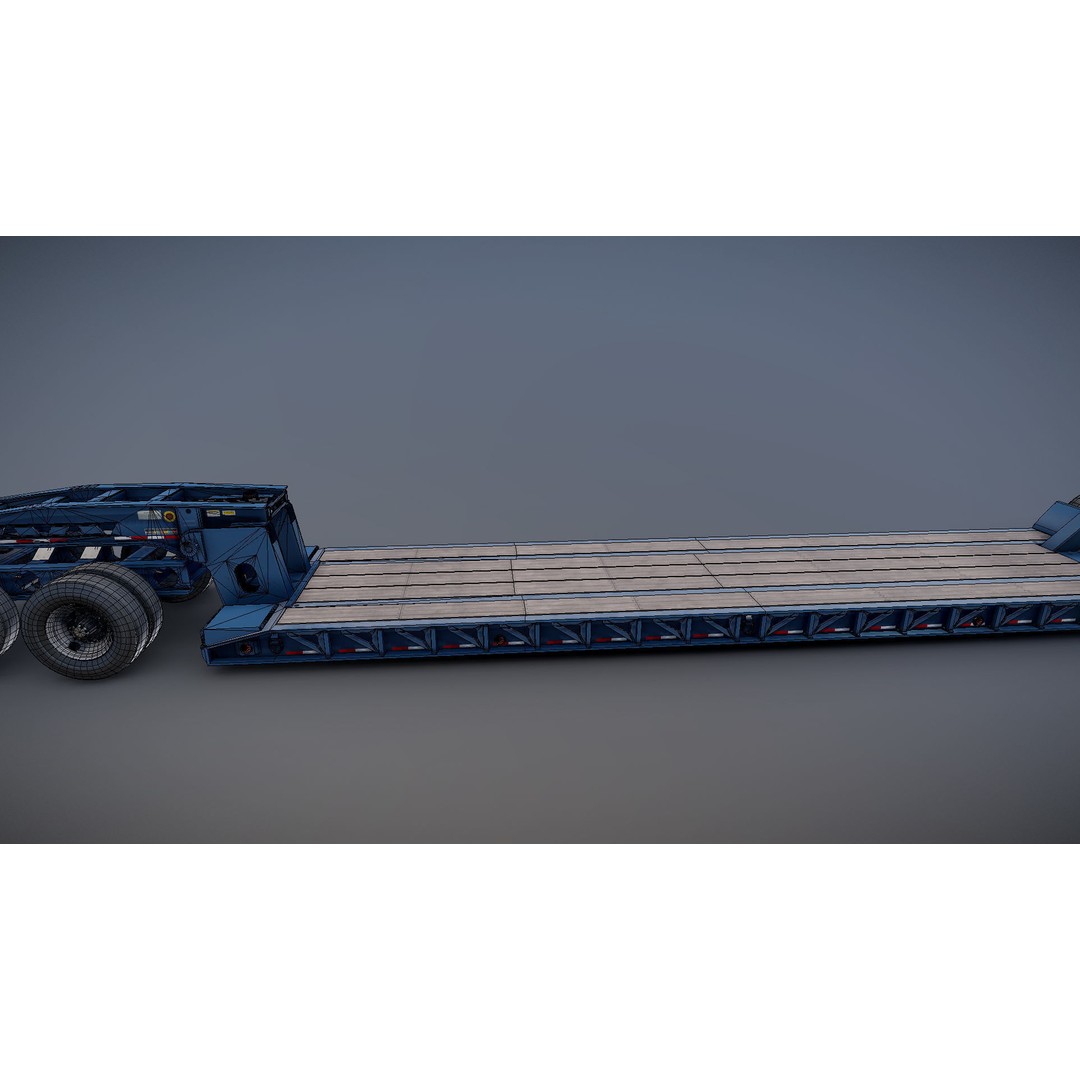 Lowboy Trailer 3D Model – Low Poly Game Ready Vehicle, PBR Textures - View 35