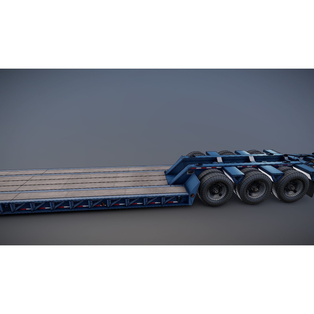Lowboy Trailer 3D Model – Low Poly Game Ready Vehicle, PBR Textures - View 36