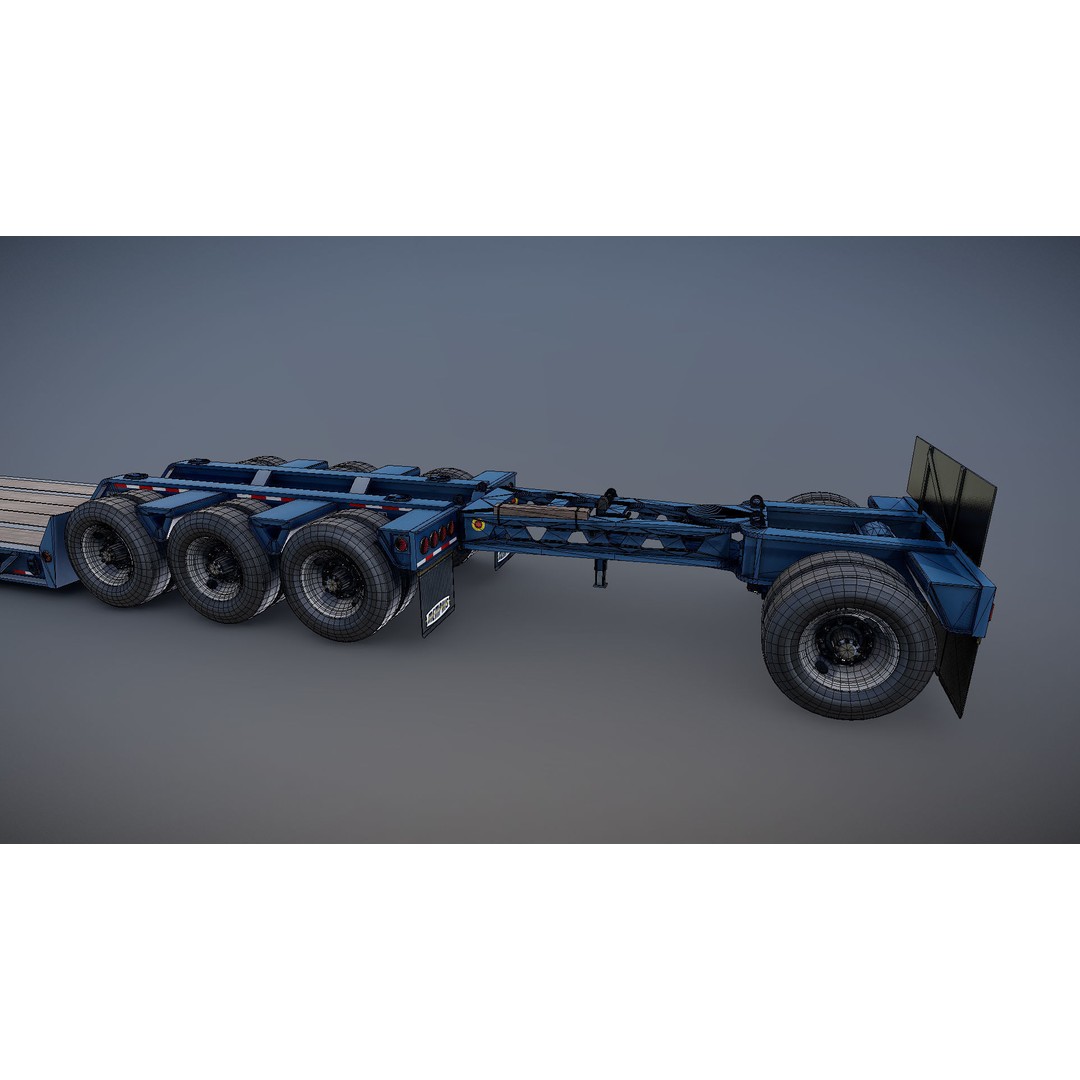 Lowboy Trailer 3D Model – Low Poly Game Ready Vehicle, PBR Textures - View 37