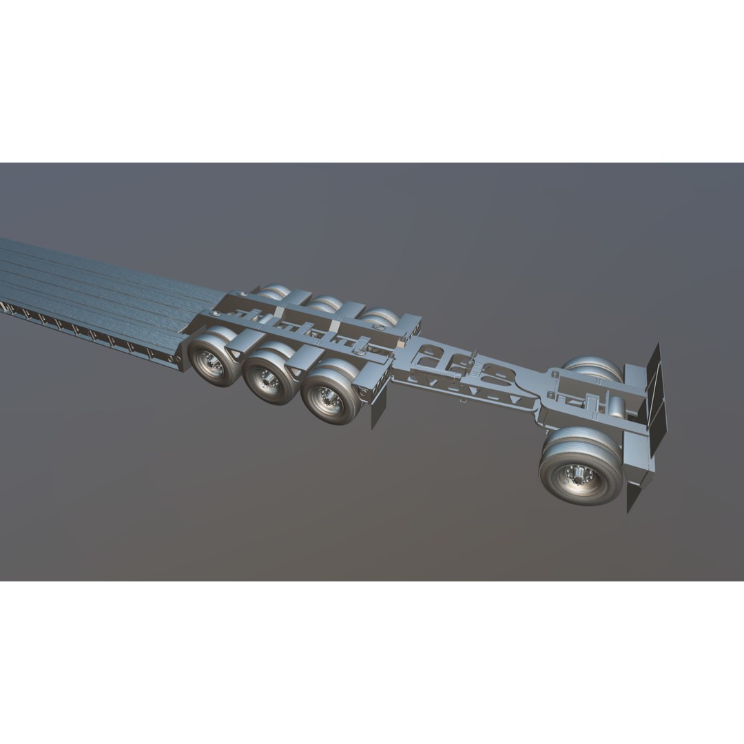 Lowboy Trailer 3D Model – Low Poly Game Ready Vehicle, PBR Textures - View 39