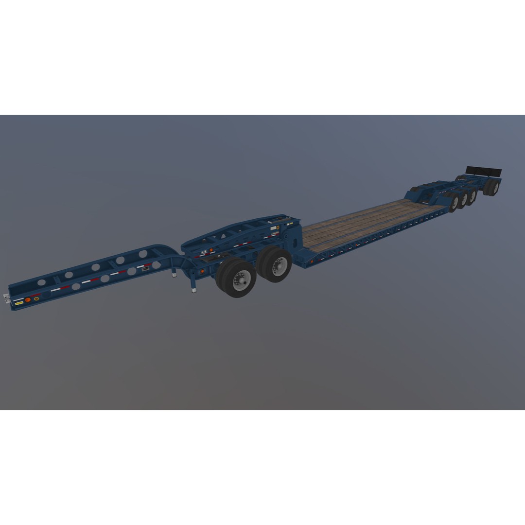 Lowboy Trailer 3D Model – Low Poly Game Ready Vehicle, PBR Textures - View 40