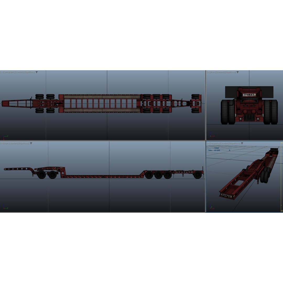 Lowboy Trailer 3D Model – Low Poly Game Ready Vehicle, PBR Textures - View 42