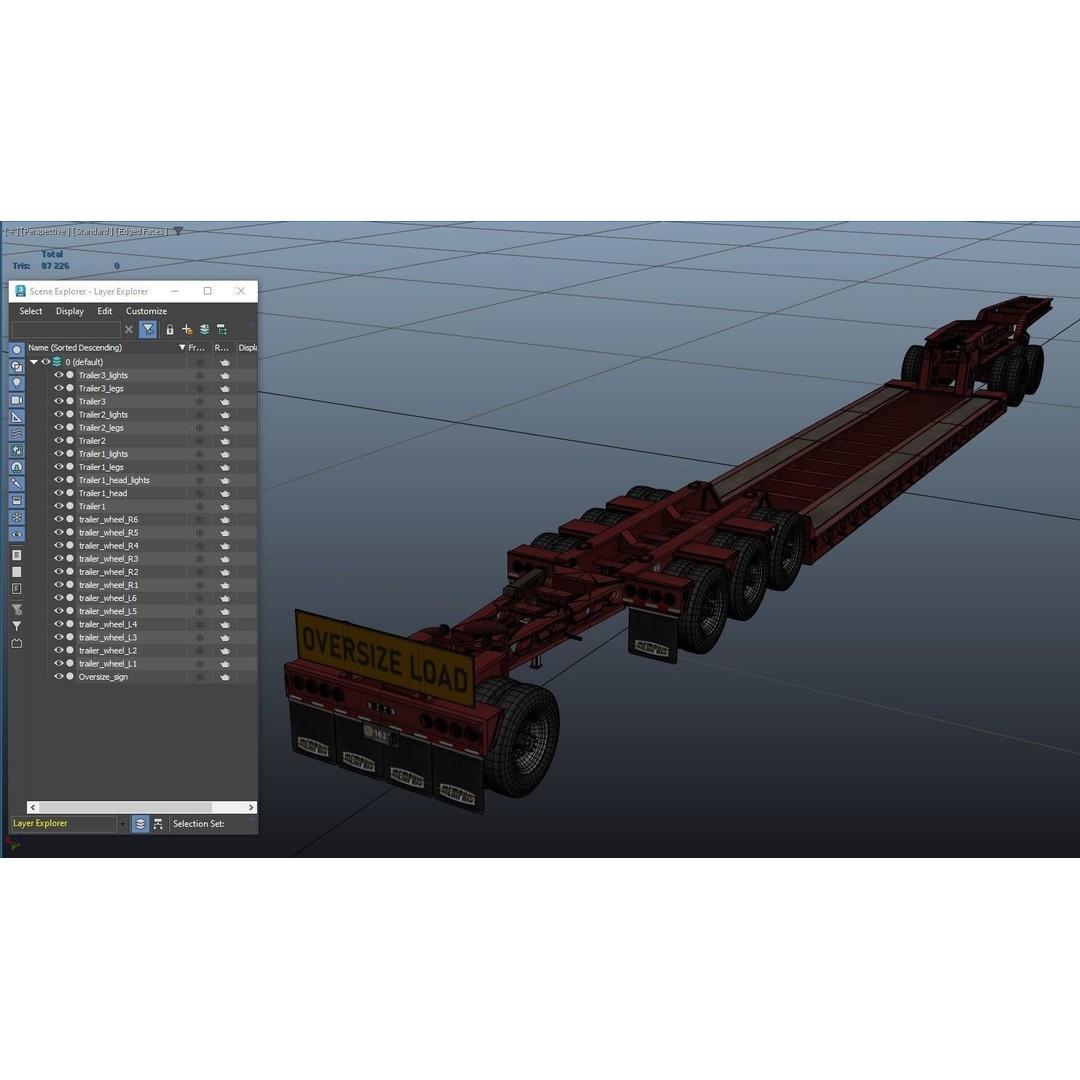 Lowboy Trailer 3D Model – Low Poly Game Ready Vehicle, PBR Textures - View 43