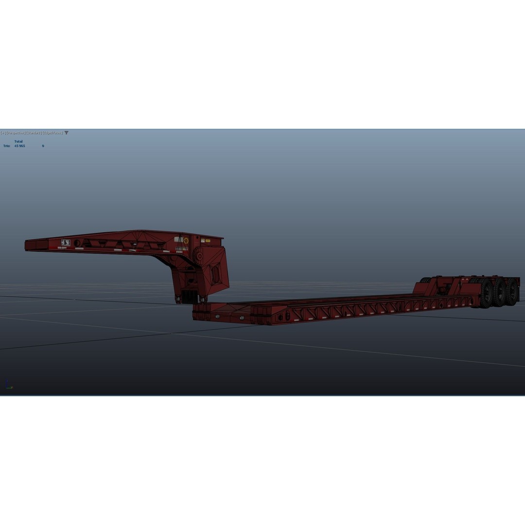 Lowboy Trailer 3D Model – Low Poly Game Ready Vehicle, PBR Textures - View 44