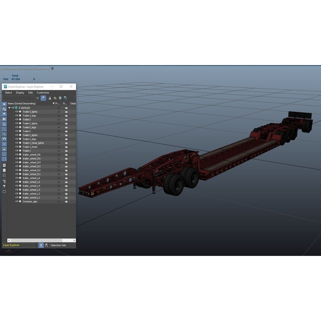 Lowboy Trailer 3D Model – Low Poly Game Ready Vehicle, PBR Textures - View 46