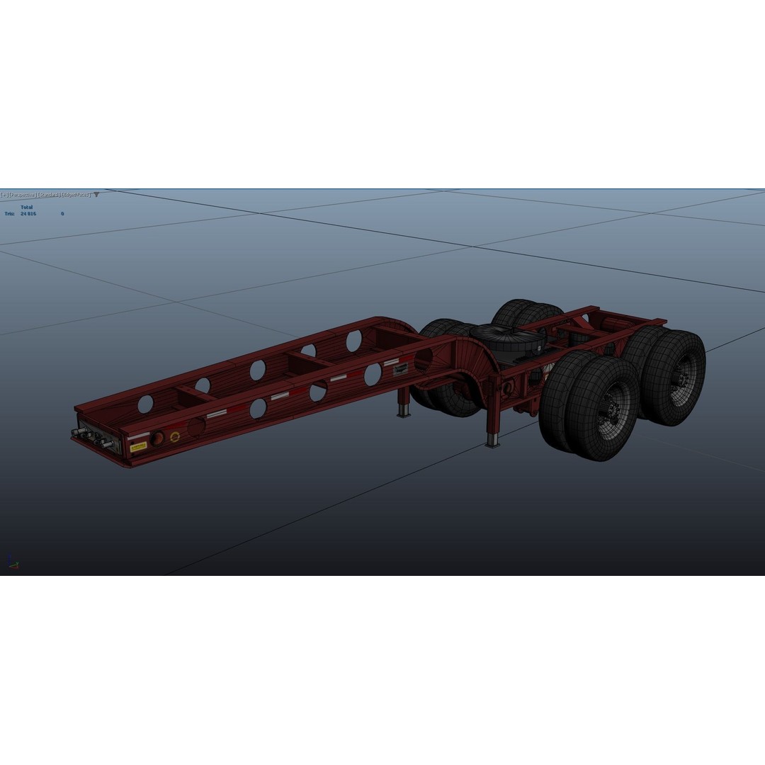 Lowboy Trailer 3D Model – Low Poly Game Ready Vehicle, PBR Textures - View 47