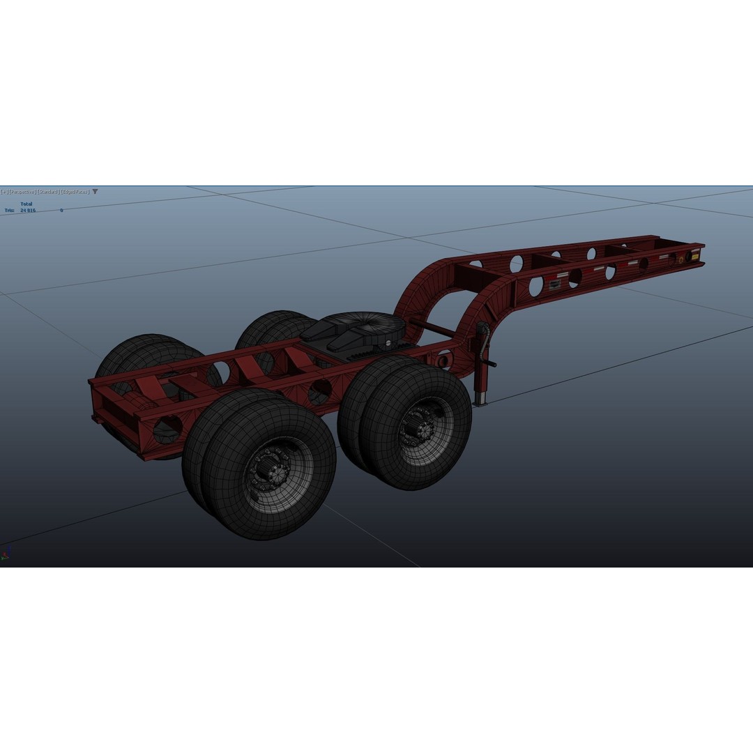 Lowboy Trailer 3D Model – Low Poly Game Ready Vehicle, PBR Textures - View 48