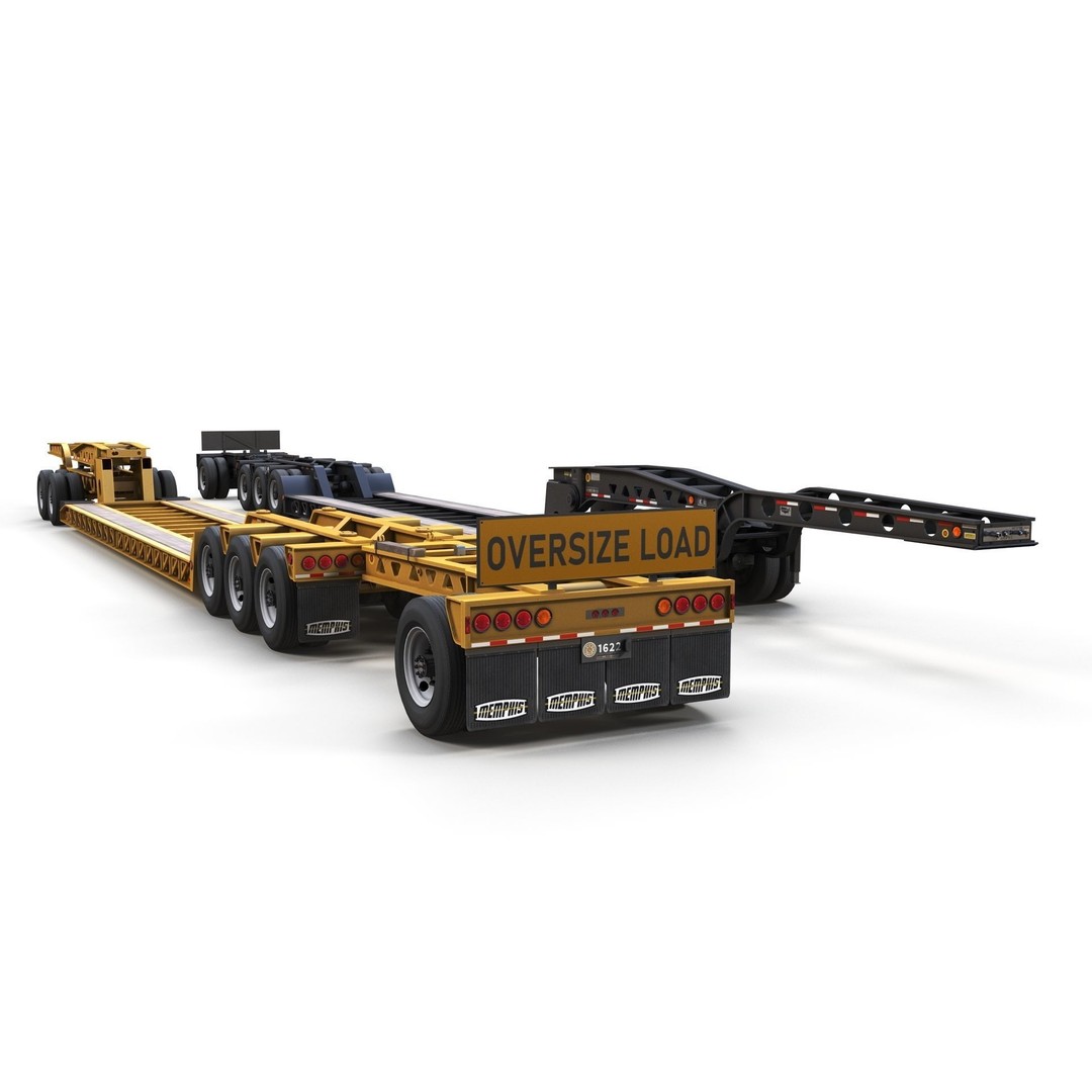 Lowboy Trailer 3D Model – Low Poly Game Ready Vehicle, PBR Textures - View 5