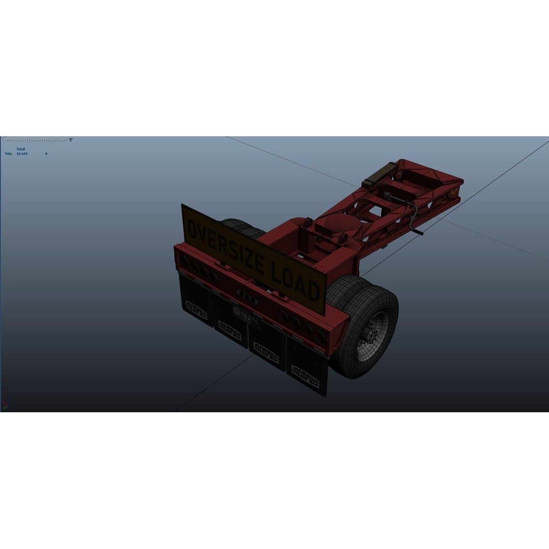Lowboy Trailer 3D Model – Low Poly Game Ready Vehicle, PBR Textures - View 50