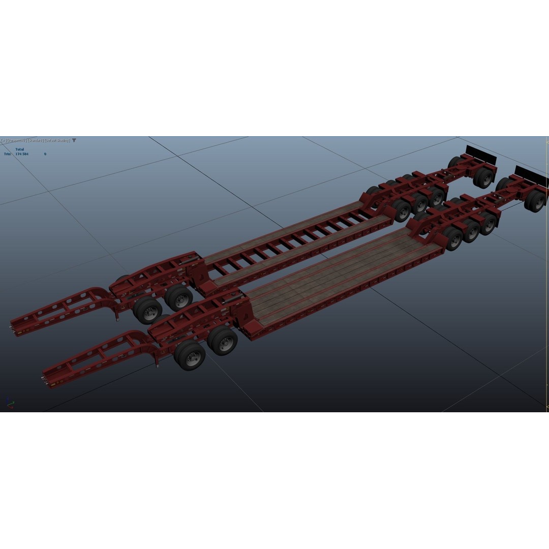 Lowboy Trailer 3D Model – Low Poly Game Ready Vehicle, PBR Textures - View 55