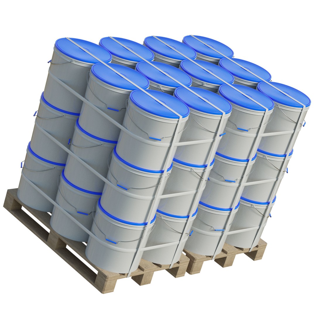 Plastic Paint Buckets 3D Model – PBR Textured Game Asset, FBX, OBJ - View 10