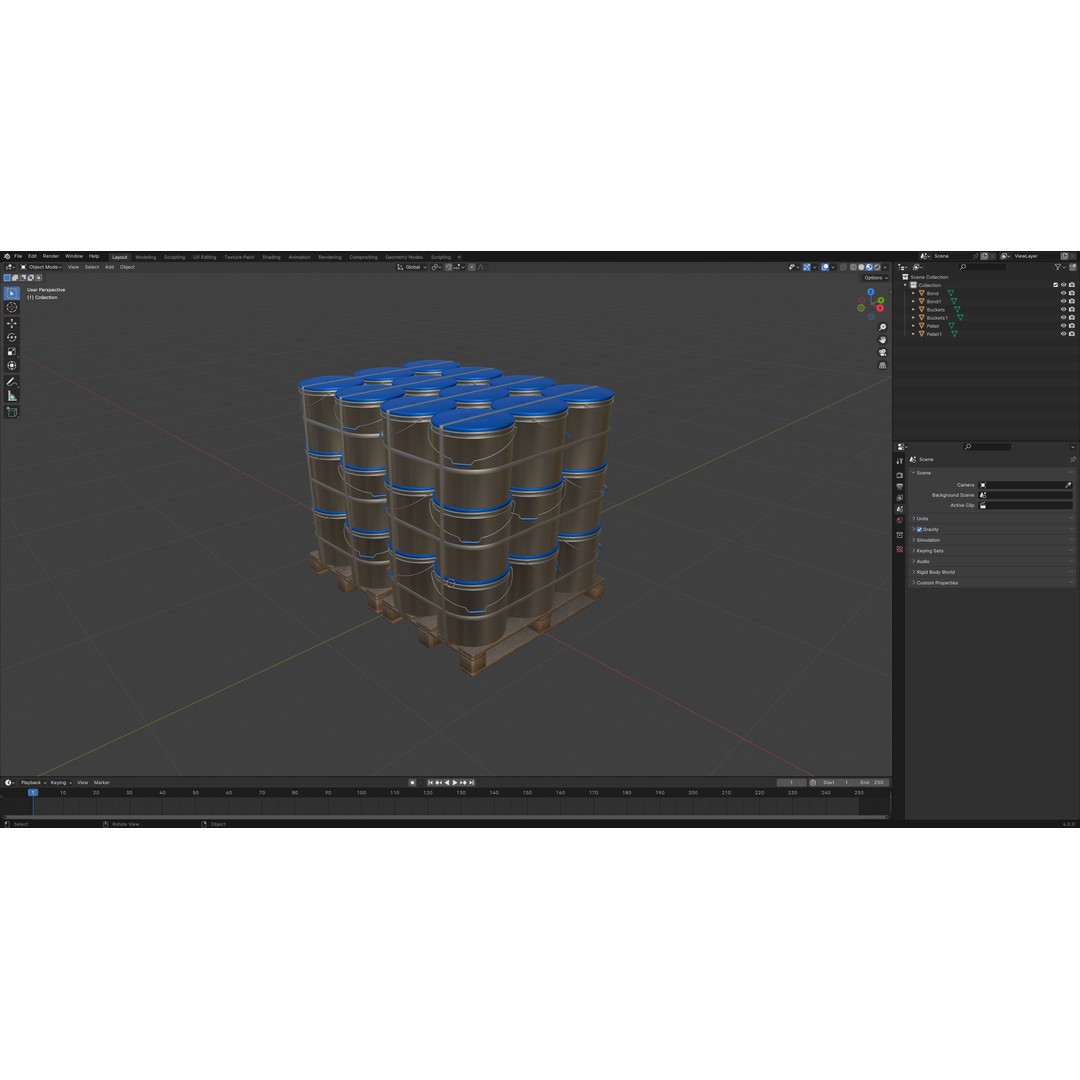 Plastic Paint Buckets 3D Model – PBR Textured Game Asset, FBX, OBJ - View 12