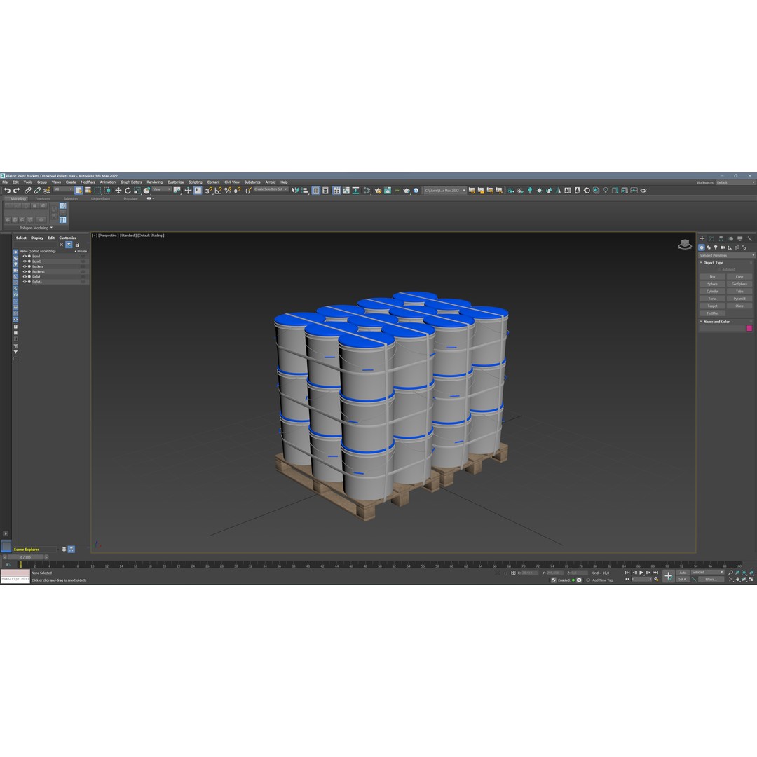 Plastic Paint Buckets 3D Model – PBR Textured Game Asset, FBX, OBJ - View 14