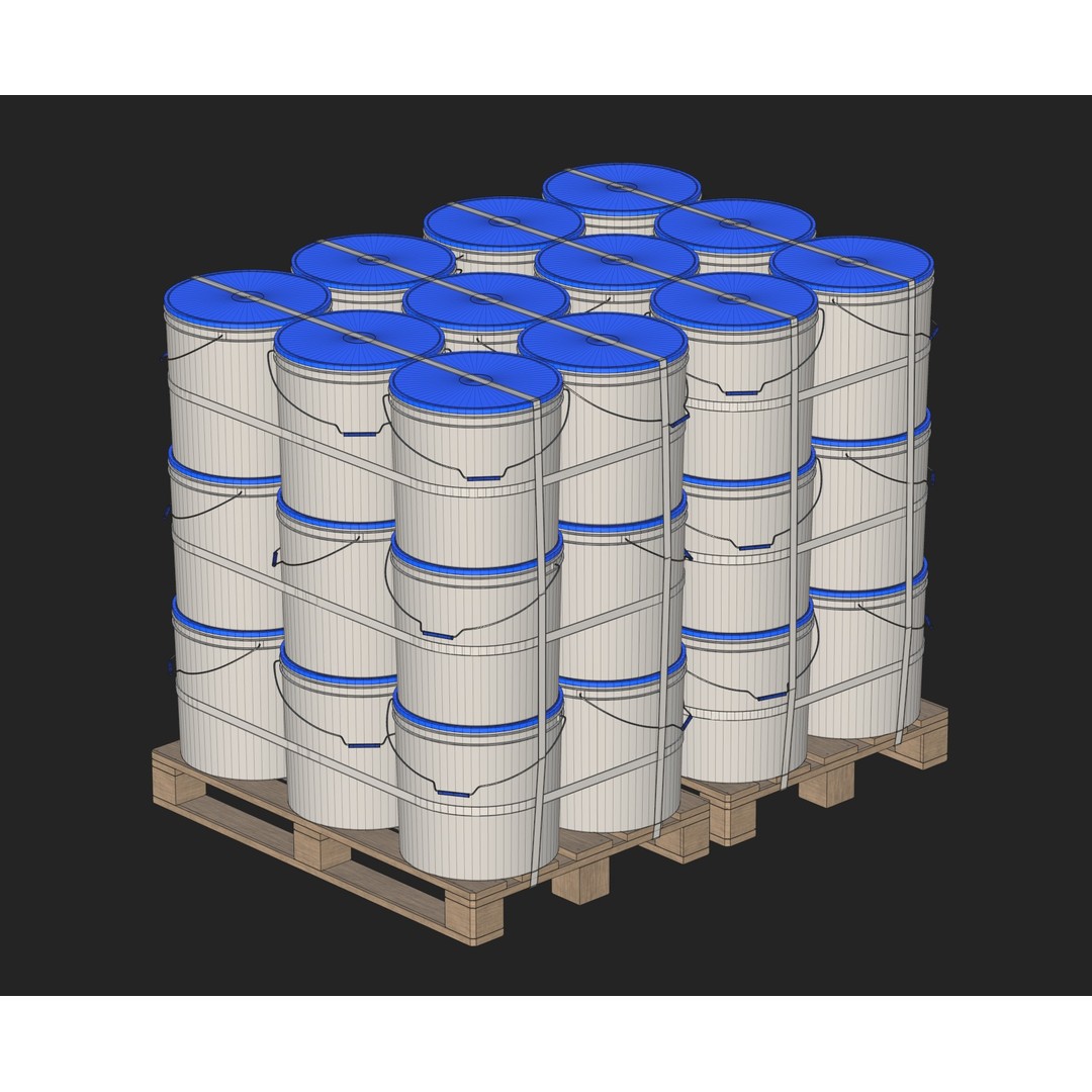 Plastic Paint Buckets 3D Model – PBR Textured Game Asset, FBX, OBJ - View 16