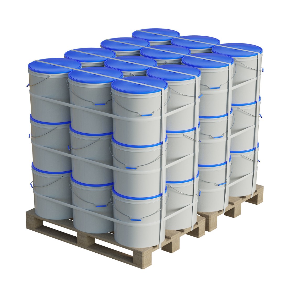 Plastic Paint Buckets 3D Model – PBR Textured Game Asset, FBX, OBJ - View 3