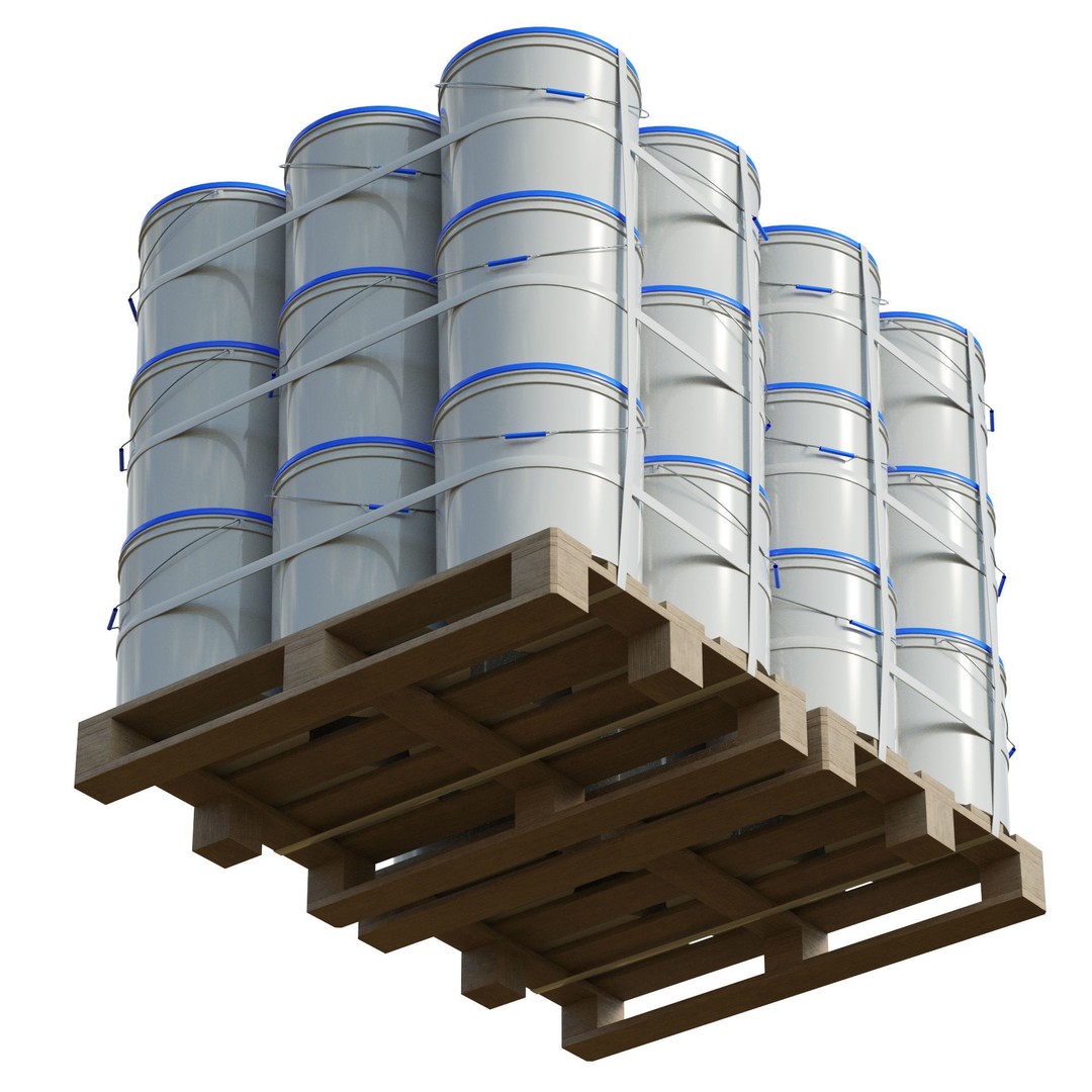 Plastic Paint Buckets 3D Model – PBR Textured Game Asset, FBX, OBJ - View 4