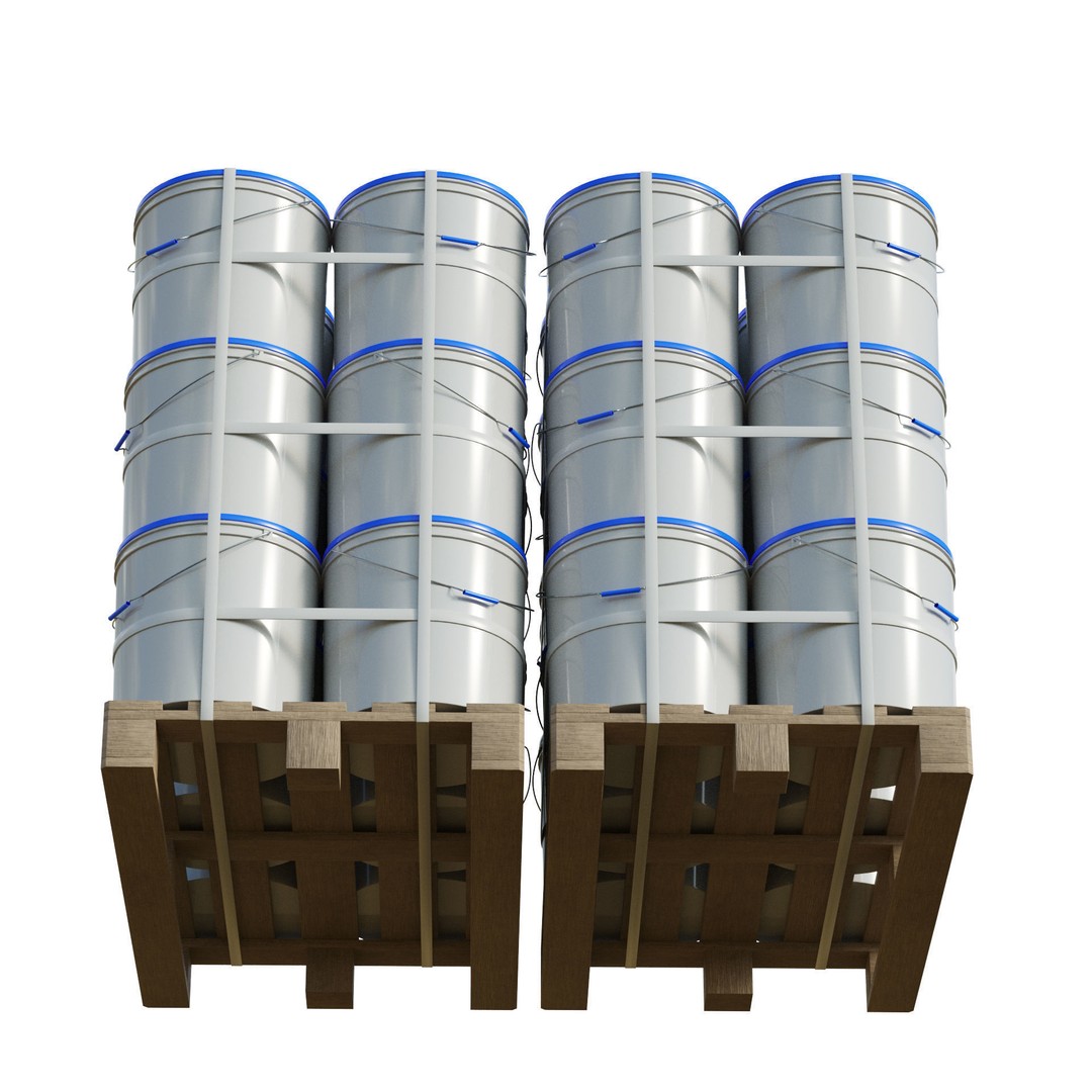 Plastic Paint Buckets 3D Model – PBR Textured Game Asset, FBX, OBJ - View 5