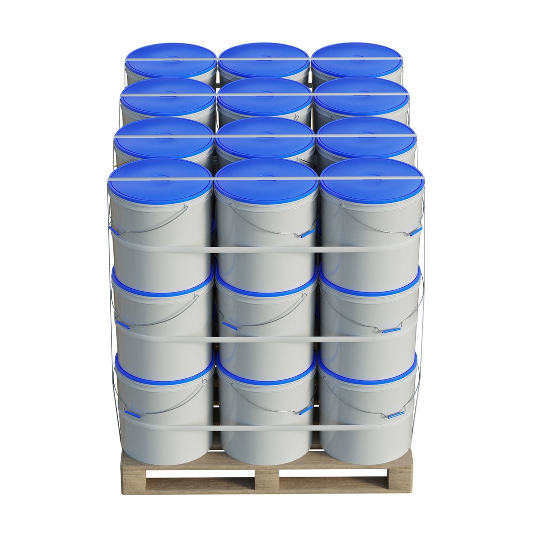 Plastic Paint Buckets 3D Model – PBR Textured Game Asset, FBX, OBJ - View 7