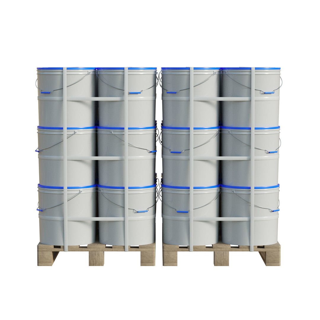 Plastic Paint Buckets 3D Model – PBR Textured Game Asset, FBX, OBJ - View 9