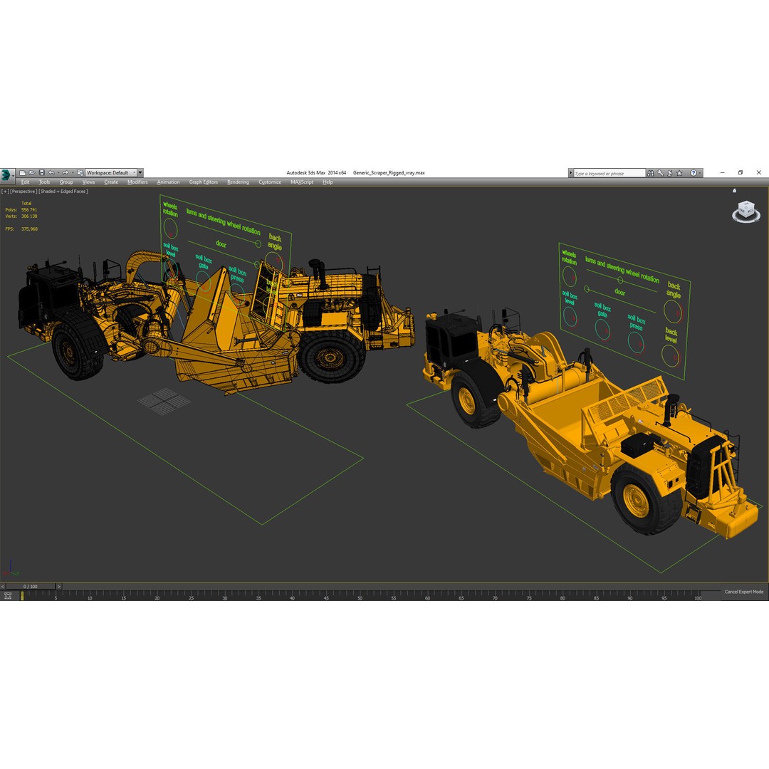 Generic Scraper 3D Model – Rigged Industrial Vehicle for Animation - View 59