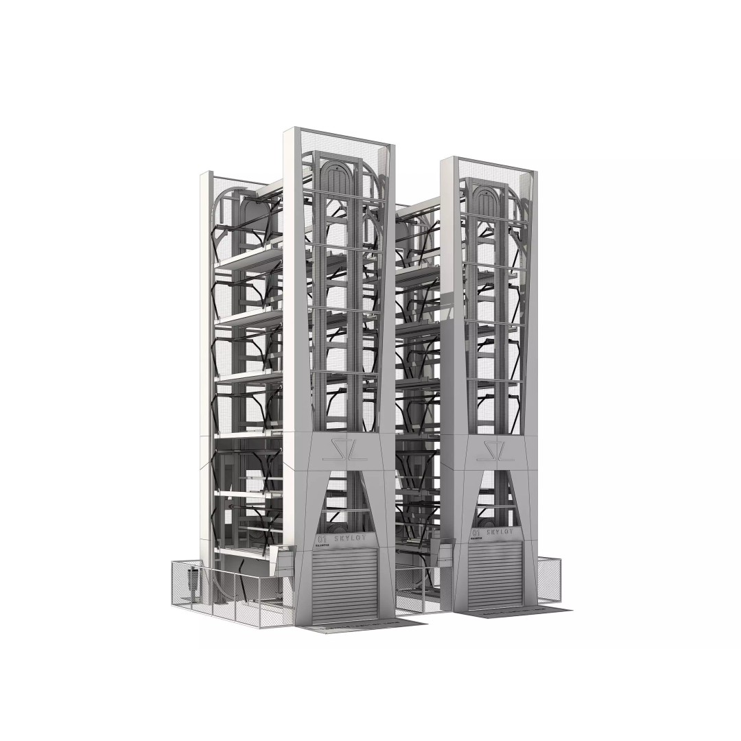 Rotary Parking System 3D Model – PBR Industrial Machine, FBX, OBJ