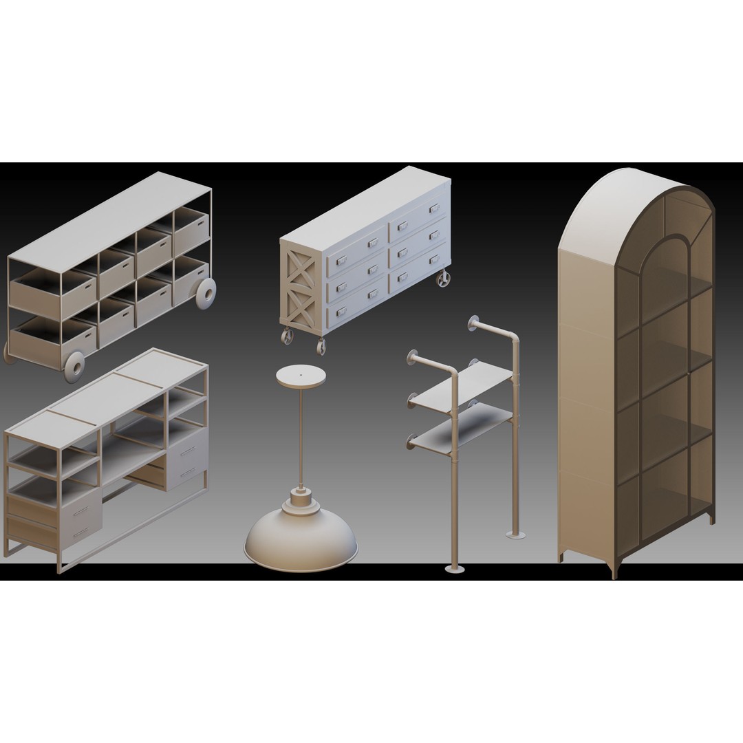Interior Objects 3D Model – High Detail Props in FBX, OBJ Formats