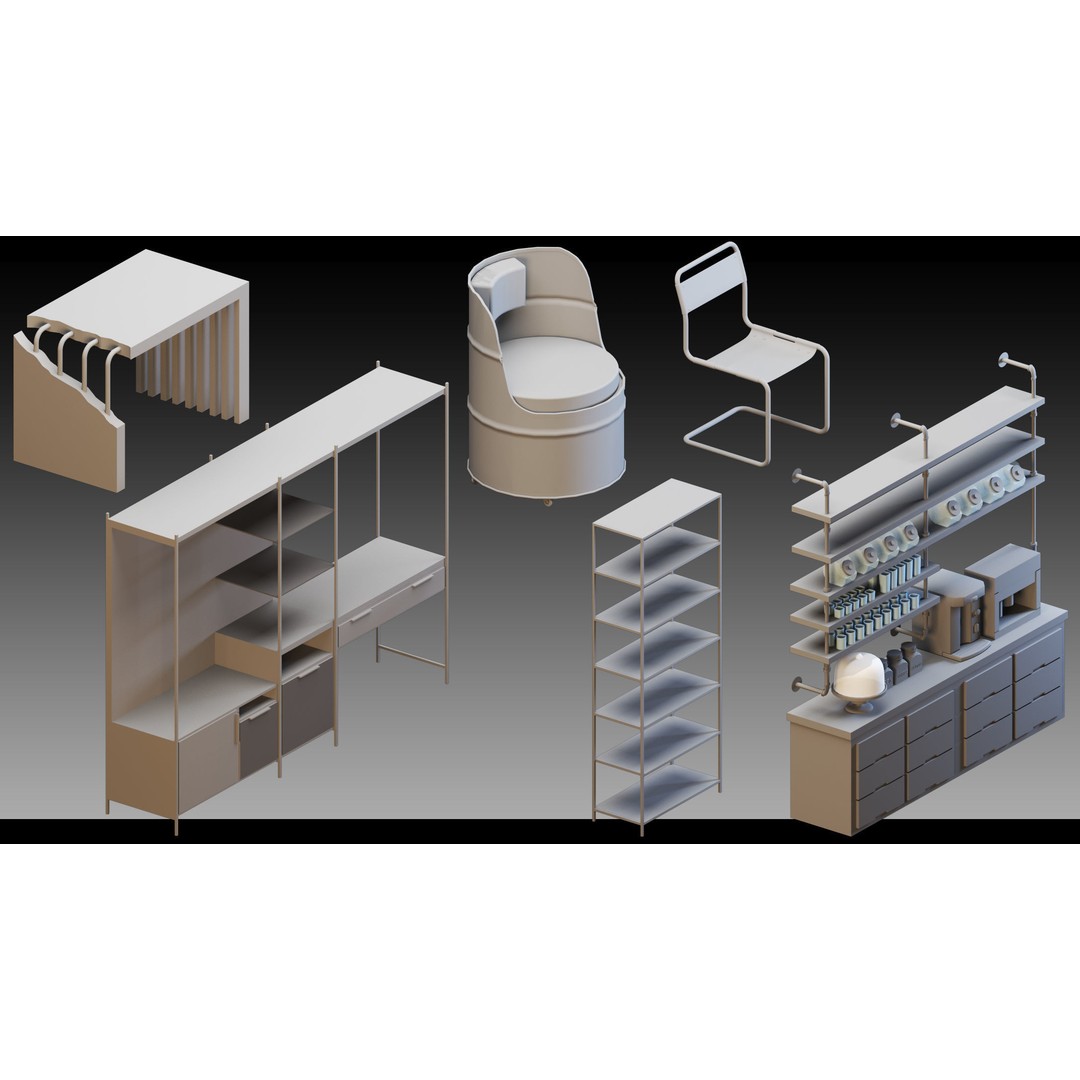 Interior Objects 3D Model – High Detail Props in FBX, OBJ Formats - View 17