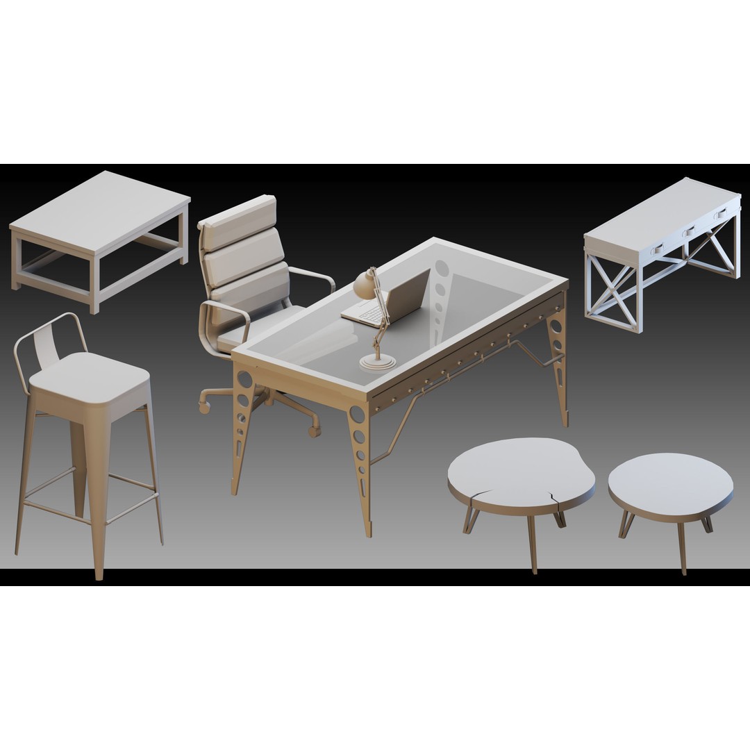 Interior Objects 3D Model – High Detail Props in FBX, OBJ Formats - View 3