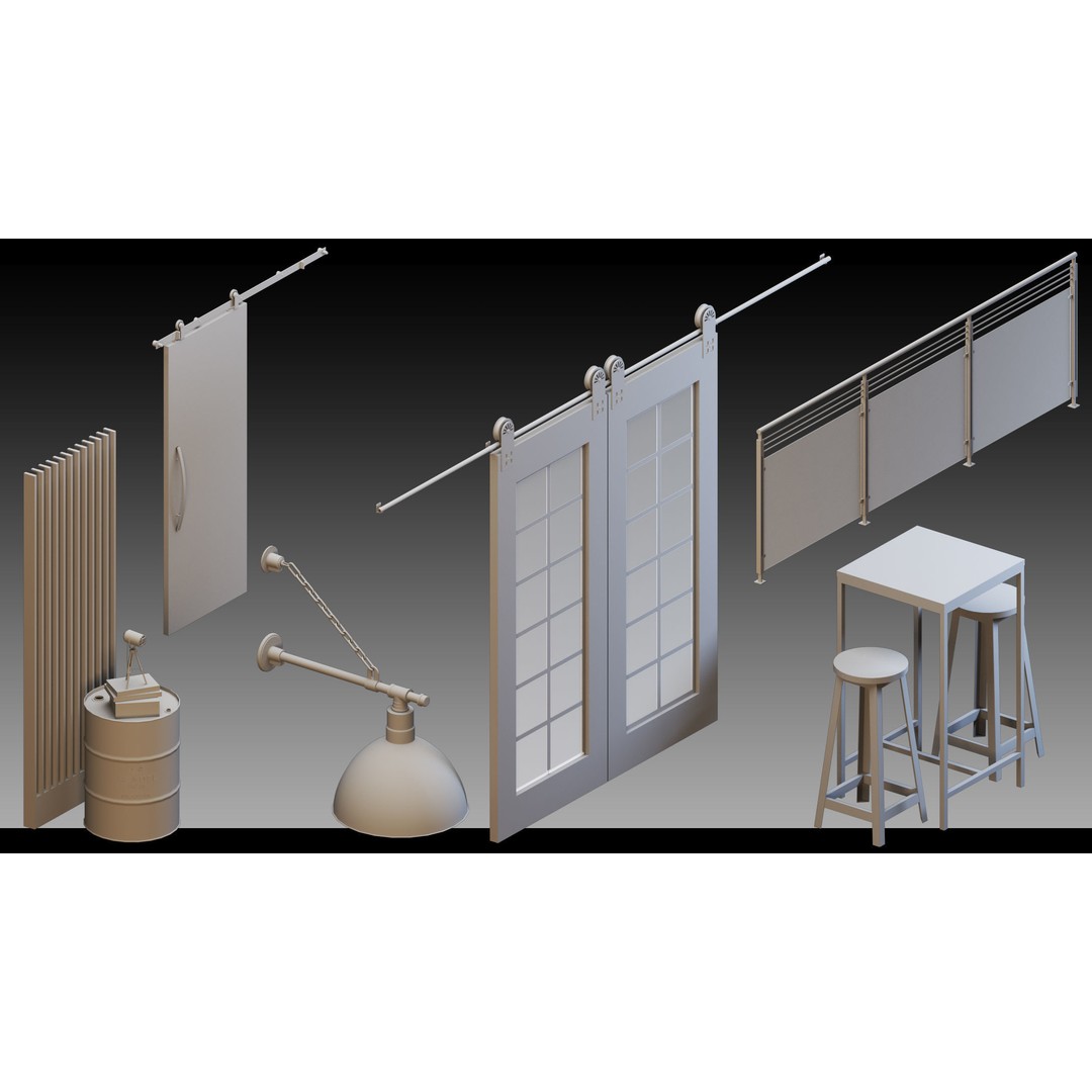 Interior Objects 3D Model – High Detail Props in FBX, OBJ Formats - View 4