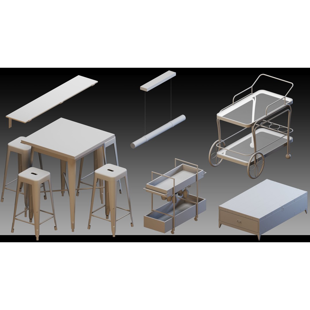 Interior Objects 3D Model – High Detail Props in FBX, OBJ Formats - View 9