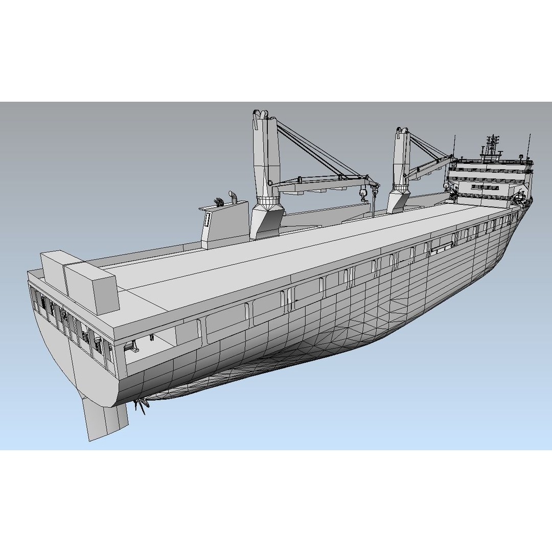 Heavy Load Carrier 3D Model – Low Poly Industrial Ship, FBX