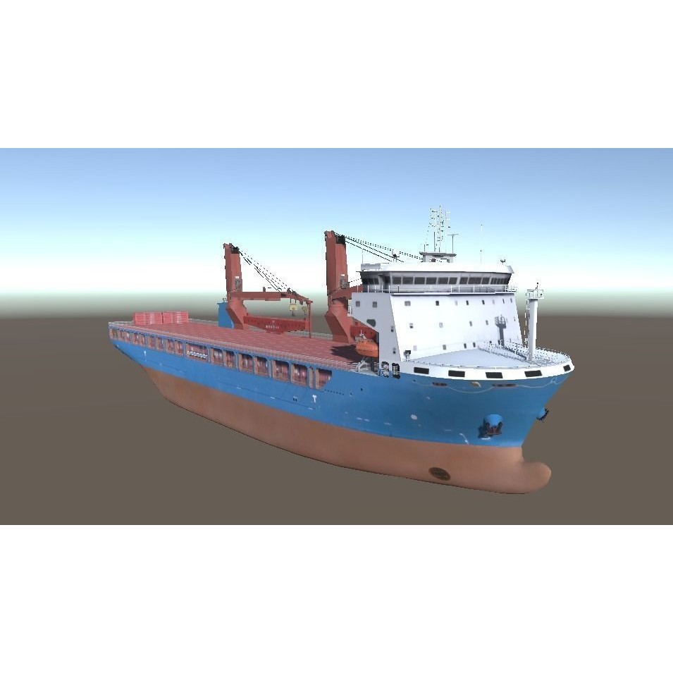 Heavy Load Carrier 3D Model – Low Poly Industrial Ship, FBX - View 11