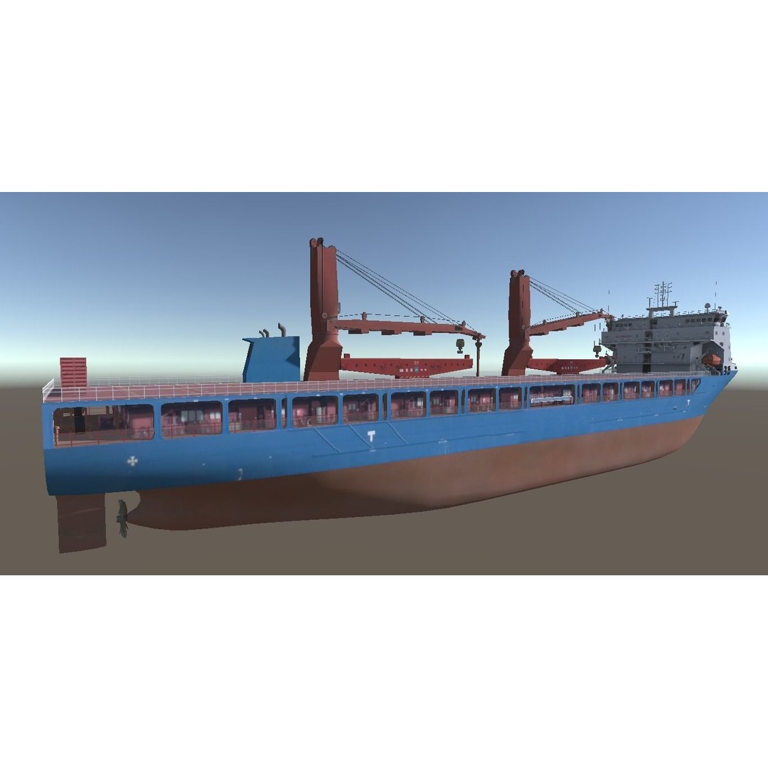 Heavy Load Carrier 3D Model – Low Poly Industrial Ship, FBX - View 12