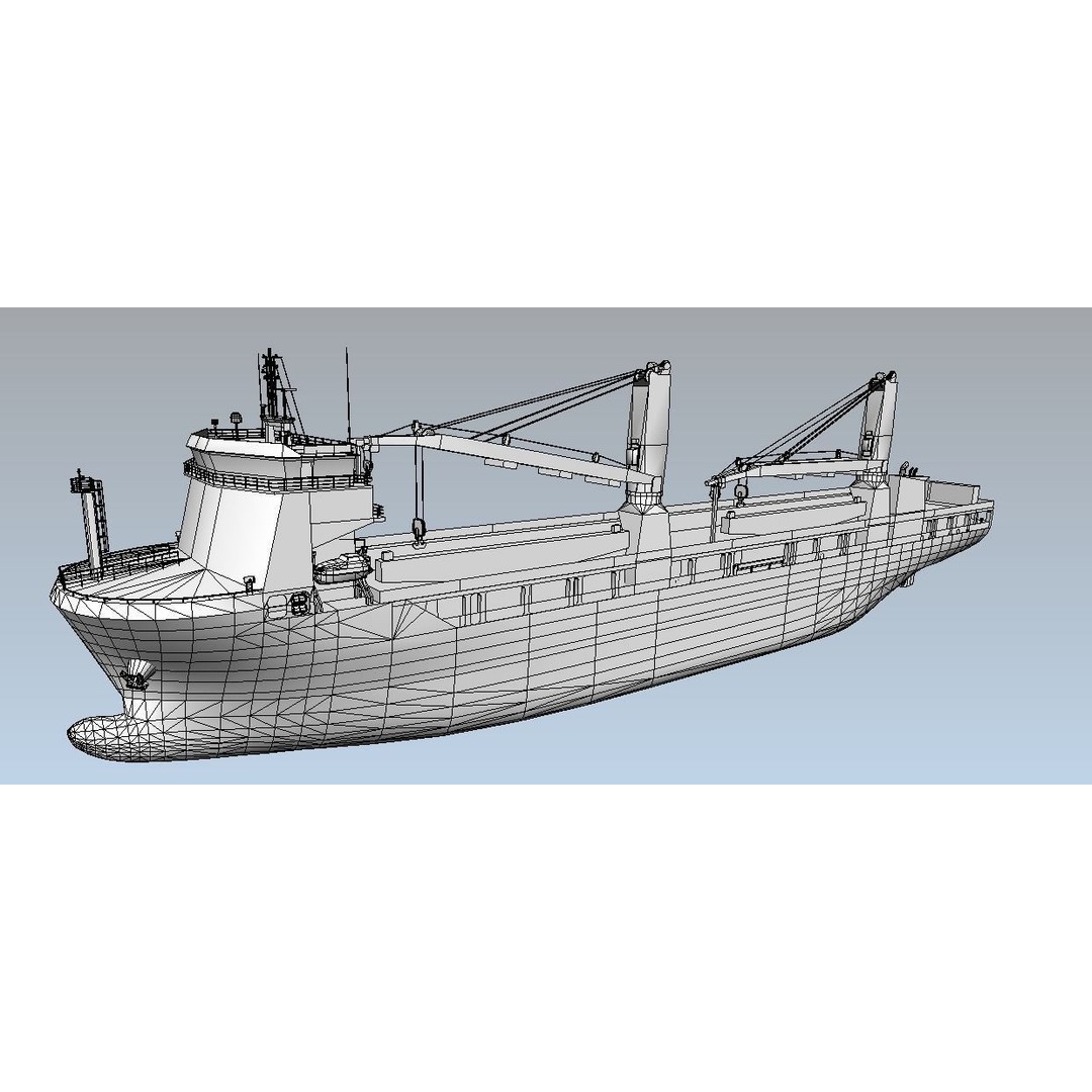 Heavy Load Carrier 3D Model – Low Poly Industrial Ship, FBX - View 13