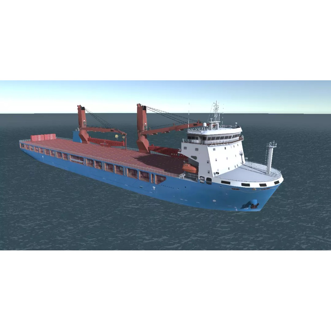 Heavy Load Carrier 3D Model – Low Poly Industrial Ship, FBX - View 2