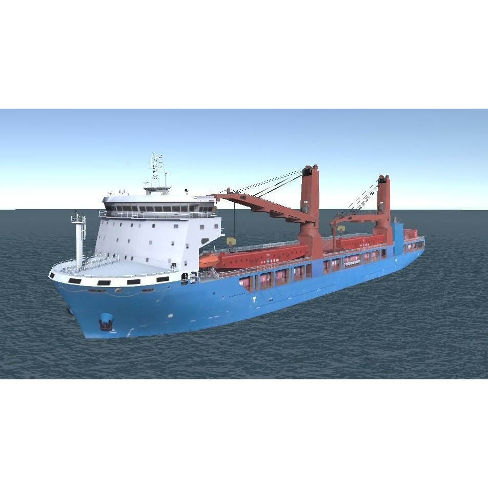 Heavy Load Carrier 3D Model – Low Poly Industrial Ship, FBX - View 3