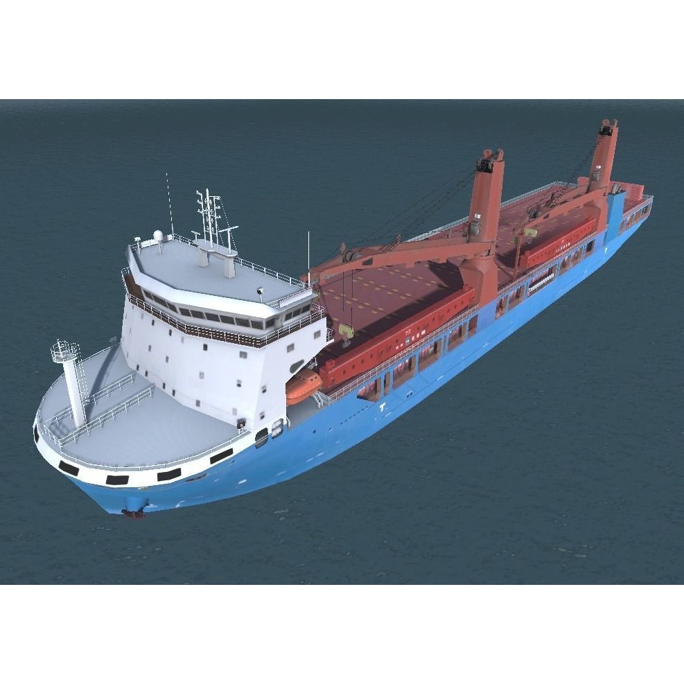Heavy Load Carrier 3D Model – Low Poly Industrial Ship, FBX - View 4